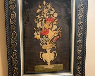 Chenille Hooked Velvet Floral art