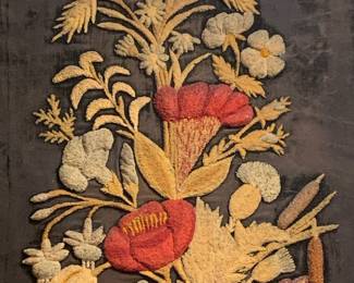 Chenille Hooked Velvet Floral art