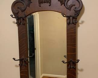 Antique hall tree details