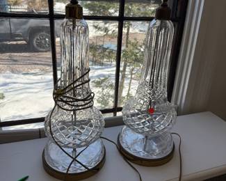 Pair vintage large Waterford lamps