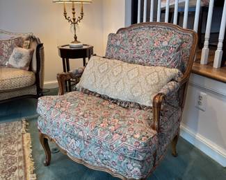 TRS Furniture Floral Upholstered Bergere Armchair (30"W x 30"D x 34" Back Height)