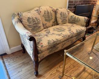 Hickory Chair Asian Motif Upholstered Loveseat (32"D x 57"W x 34" Back Height) 