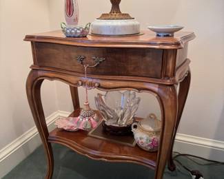 Rococo Style 1 Drawer Side Table (12"D x 19"W x 23-1/2") (1 Available)