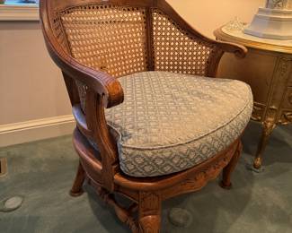 Louis XV Style Caned Armchair with Cushion (23"D x 27"W x 29" Back Height) (Pair Available)