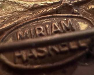 Vintage Miriam Haskell Baroque Faux Pearl Layered Leaf Brooch