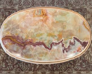 Louis XVI Style Onyx Marble Coffee Table (30"W x 18-1/2"D x 19"H)