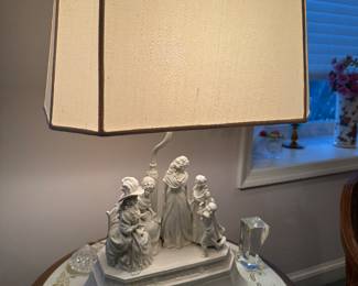 French Bisque Porcelain Figurine Table Lamp