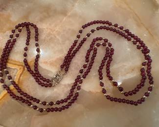 Sterling Silver Clasp & Beaded Necklace