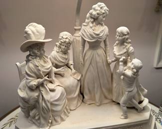 French Bisque Porcelain Figurine Table Lamp