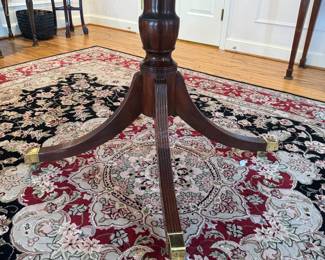 Baker Mahogany Pedestal Dining Table (54"L x 45"W x 29-1/2"H with 2 Additional Leaves)