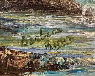 Framed Original Oil on Canvas River Landscape Scene Signed  Barbara Brown(42"W x 30"H) 