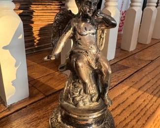 Maitland-Smith Bronze Crying Cherub Statue