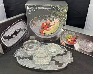 Lot 118  Home Beautiful Crystal Serving Dish and Bowl Set