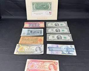 Lot 362  Vintage and Collectible Banknotes Lot Including U.S. and Canadian Currency