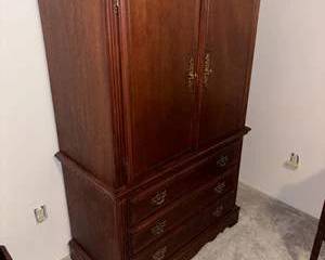 Lot 248  Vintage Wooden Armoire Cabinet with Drawers