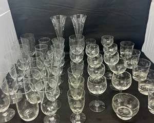 Lot 108  Vintage Etched Crystal Glassware Collection