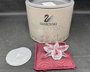 Lot 19  Swarovski Silver Crystal Orchid Flower Figurine  Boxed
