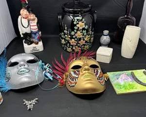 Lot 45  Assorted Decorative Collectibles with HandPainted Donkey Plaque