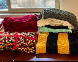 Lot 254  Vintage Handmade Crochet Blankets and Afghans Lot