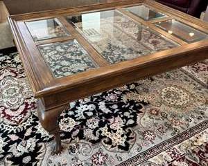 Lot 196  Vintage Drexel Chatham Oak Glass Top Coffee Table
