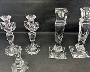Lot 112  Crystal Glass Candlestick Holders Lot