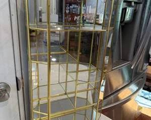 Lot 286  Small Vintage MidCentury Modern Glass Display Cabinet with Gold Metal Frame