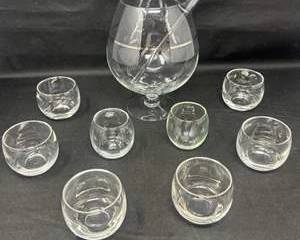 Lot 100  Vintage MidCentury Modern Glass Punch Bowl Set