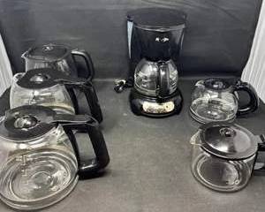 Lot 67  Lot of Glass Coffee Carafes and Coffee Maker