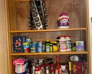 Lot 54  Assorted Pantry Items and Kitchen Accessories Lot