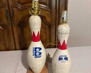 Lot 372  Vintage Bowling Pin Lamps
