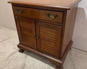 Lot 193  Vintage Wooden Nightstand with Drawer and Cabinet