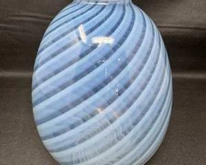 Lot 159  Vintage Blue Swirl HandBlown Art Glass Vase