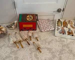 Lot 366  Vintage 1970s Mission San Diego de Alcala Nativity Set with Parasols