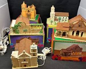 Lot 137  San Luis Rey de Francia Ceramic Church Lighted Miniatures