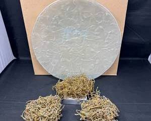 Lot 43  Michael Aram Art Glass Charger Plate w Box  Beaded Decorative Sculptures Lot