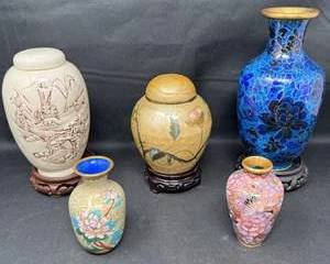 Lot 161  Vintage Chinese Cloisonn Vases and Ginger Jars Collection