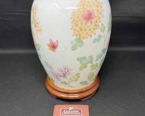 Lot 160  Gallery Originals Ginger Jar with Wooden Lid and Base