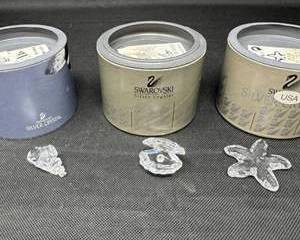 Lot 26  Swarovski Silver Crystal Nautical Lot 3  Clam Shell, Starfish  Sea Shell  Boxed