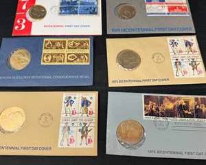 Lot 233  1970s American Revolution Bicentennial Commemorative Medals and First Day Covers Lot