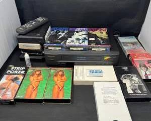 Lot 177  Vintage Video Tape and Panasonic VHS Player Lot