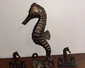 Lot 330  Vintage Handcrafted Brass Seahorse Sculptures