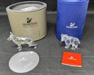 Lot 23  2Piece Swarovski Silver Crystal Animal Figurine Lot w Boxes