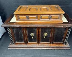 Lot 279  Vintage Wooden Desk Organizer and Cabinet Set