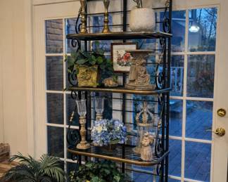 Wrought irony and brass baker’s rack