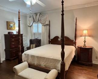 Queen wheat carved post four post bed