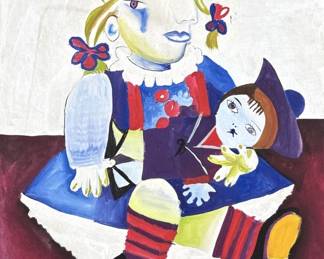 Pablo Picasso on vintage paper framed after Picasso artwork