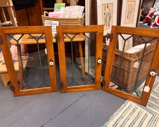 Leaded glass oak doors