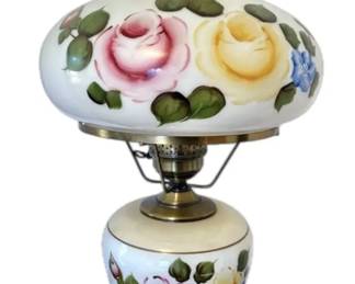Vintage Gone with the Wind Style Hand Painted Floral Hurricane Lamp