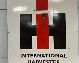 Double-Sided Porcelain Sign for International Harvester, 28 x 31 Inches