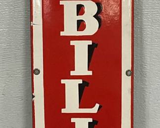 Porcelain Single-Sided Mobiline Motor Oil Sign, 6in x 24in